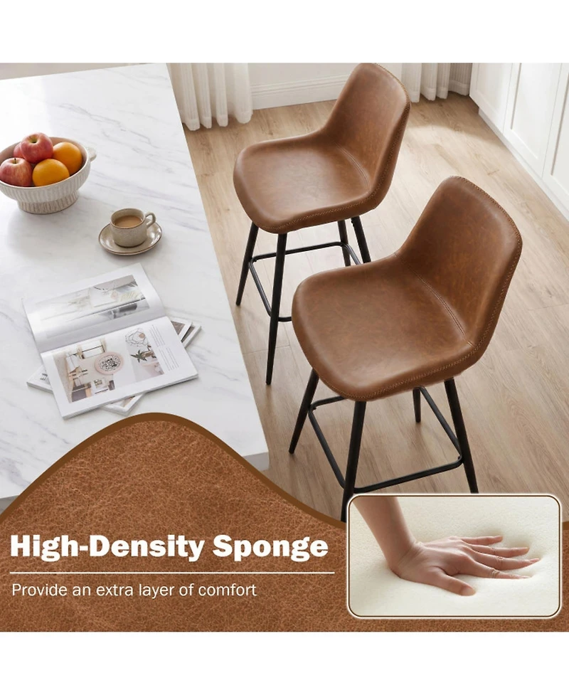 Sugift Set of 2 24 Inch Bar Stools with Backs and Footrests