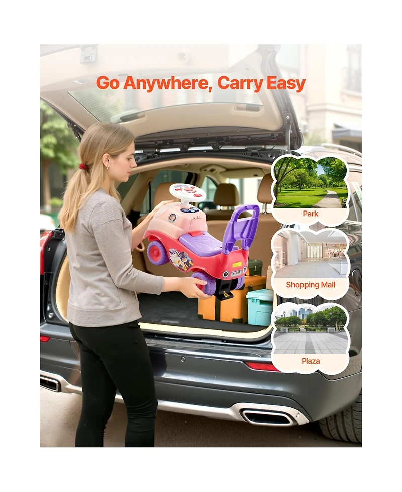 Hongge Foot to Floor Ride On Push Car with Interactive Steering Wheel, 48.5 lb Capacity, Ages 19-36 Months
