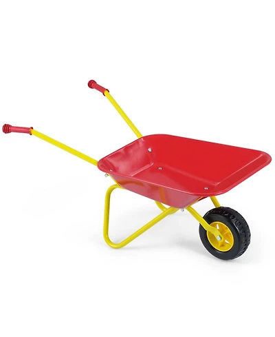 Hongge Kids Metal Wheelbarrow with All-Terrain Wheels and Anti-Slip Handles, Ages 3+