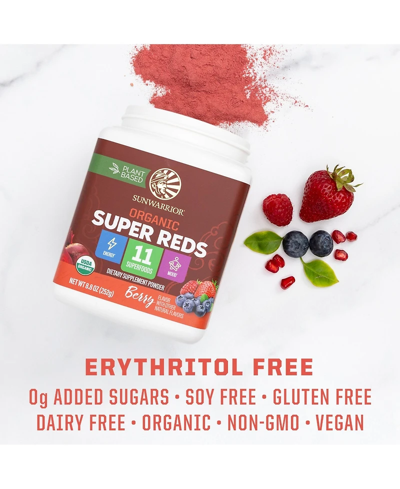 Sunwarrior 11 Superfoods with Beet Root, Berries, Reishi and Cordyceps Energy, Circulation and Immune Support 28 Servings