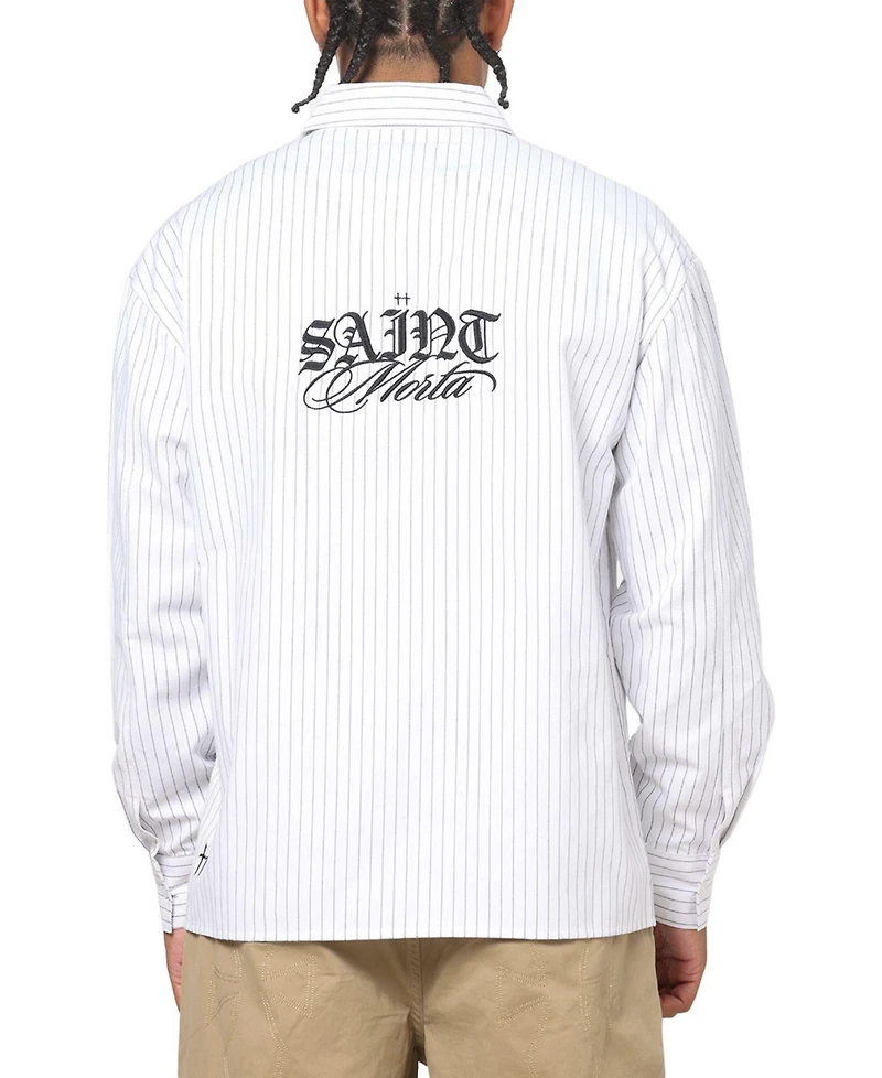 Saint Morta Men's Valhala Pinstripe Long Sleeve Button Up Shirt