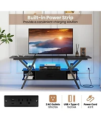 Sugift 65 in Tv Stand with Power Outlets and Led Lights