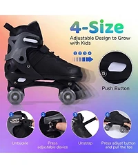 Sugift Kids Adjustable Quad Roller Skates for Girls Boys Teens 4 Sizes with Light-up Wheels