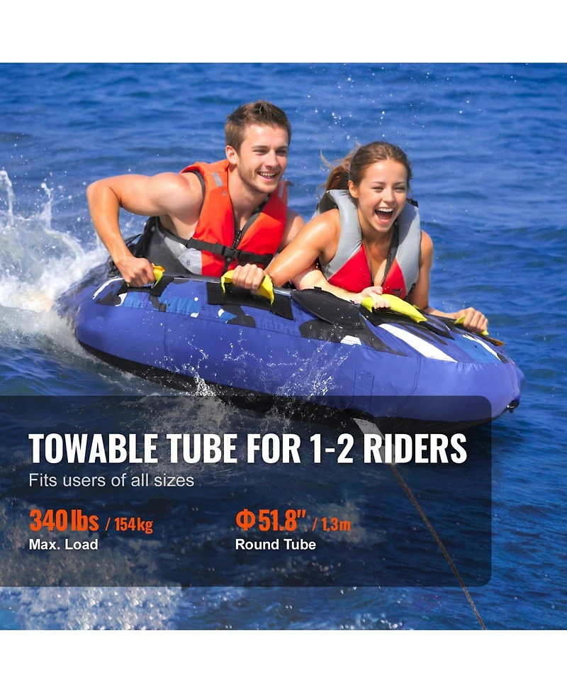 Hongge 51.8 in Round Inflatable Water Sport Towable Tube for 2 Riders