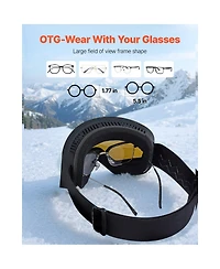 Hongge Frameless Magnetic Cylindrical Lens Ski Goggles Otg Fit