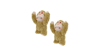 Mighty Jr Angry Animals Monkey 2 Pack, Durable Plush Squeaky Dog Toy
