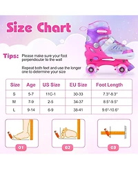 Sugift Kids Roller Skates for Toddlers Ages 7-9 with 4 Light Up Wheels