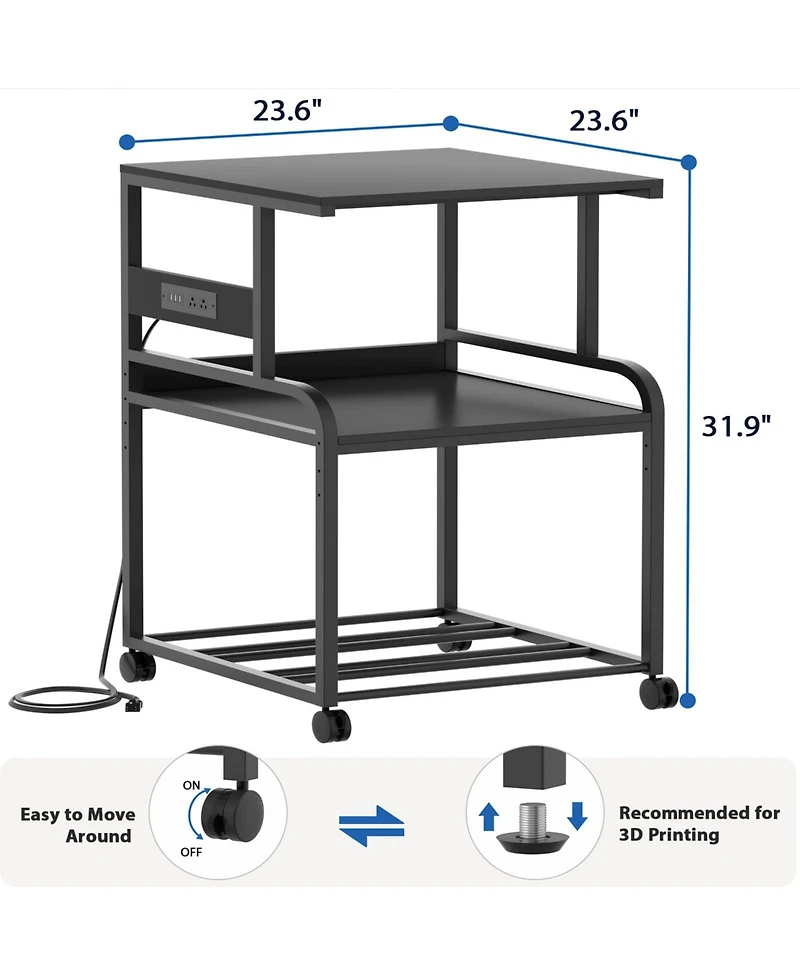 Aheaplus 3-Tier 3D Printer Stand Heavy with Filament Storage, Duty Rolling Cart
