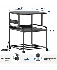 Aheaplus 3-Tier 3D Printer Stand Heavy with Filament Storage, Duty Rolling Cart