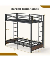 Sugift Twin Size Heavy Duty Metal Bunk Bed with Headboard and Footboard