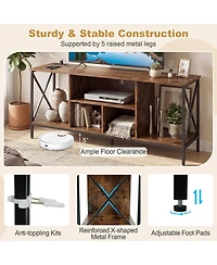 Sugift Tv Stand for 65-Inch TVs with Led Lights Power Outlets and Metal Frame
