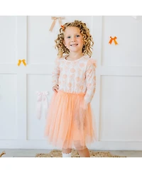 Sweet Wink Toddler Girls Pumpkin Bow Trellis Long Sleeve Tutu Dress