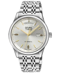 Gevril Men's Swiss Made Excelsior Swiss Automatic Silver Stainless Steel Bracelet Watch