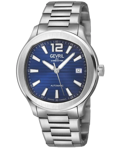 Gevril Men's Swiss Made Stuyvesant Swiss Automatic Silver Stainless Steel Bracelet Watch