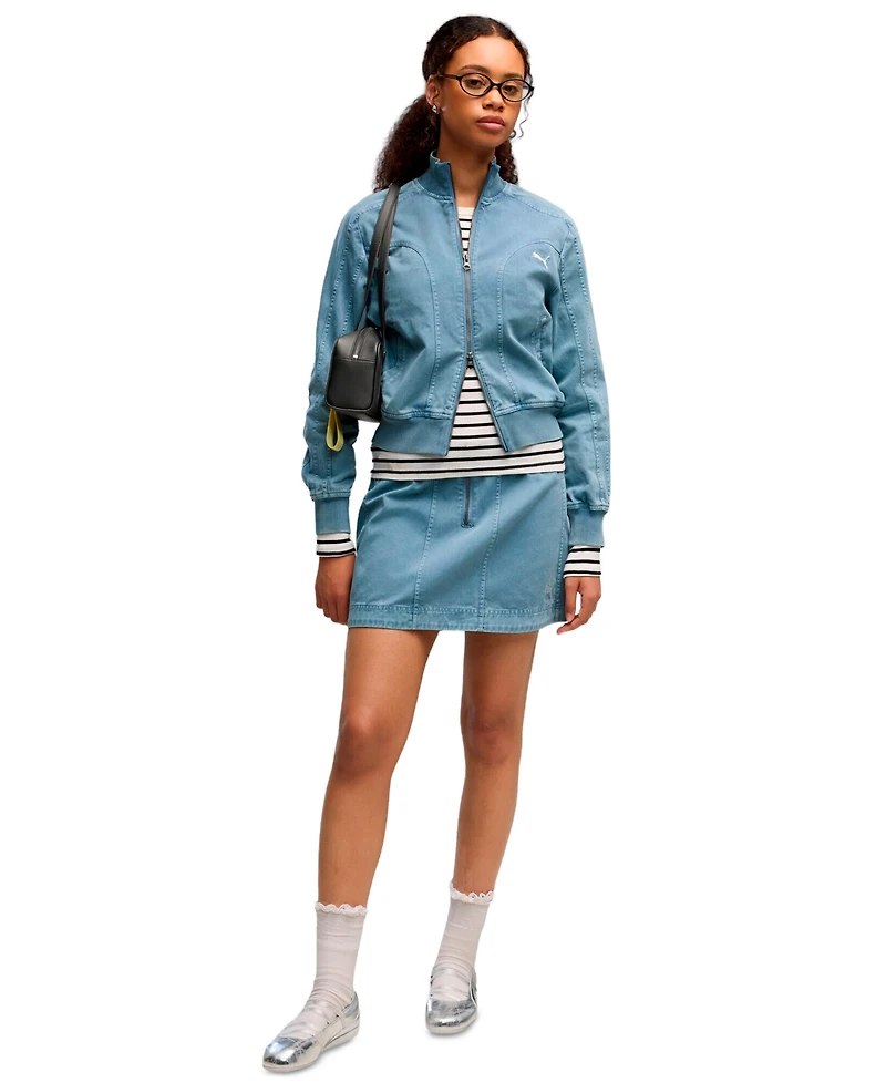 Puma Women's Future Archive Washed-Twill Bomber Short Jacket