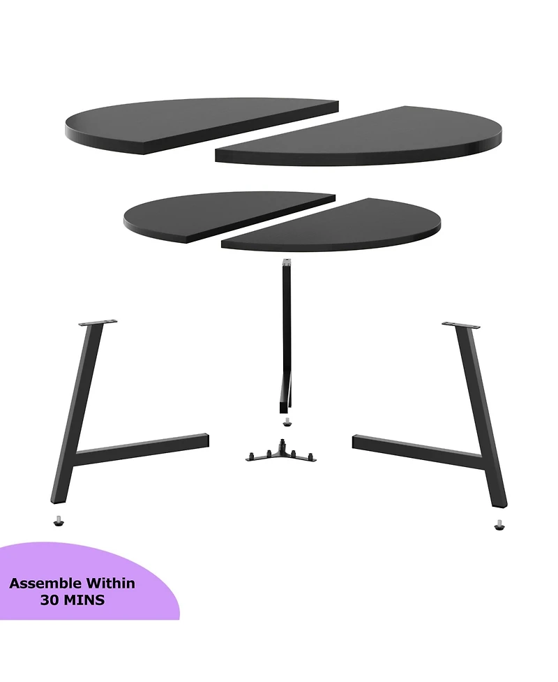 Aheaplus 2-Tier Large Modern Wood Circle Coffee Tables for Living Room
