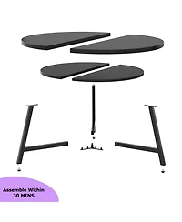 Aheaplus 2-Tier Large Modern Wood Circle Coffee Tables for Living Room