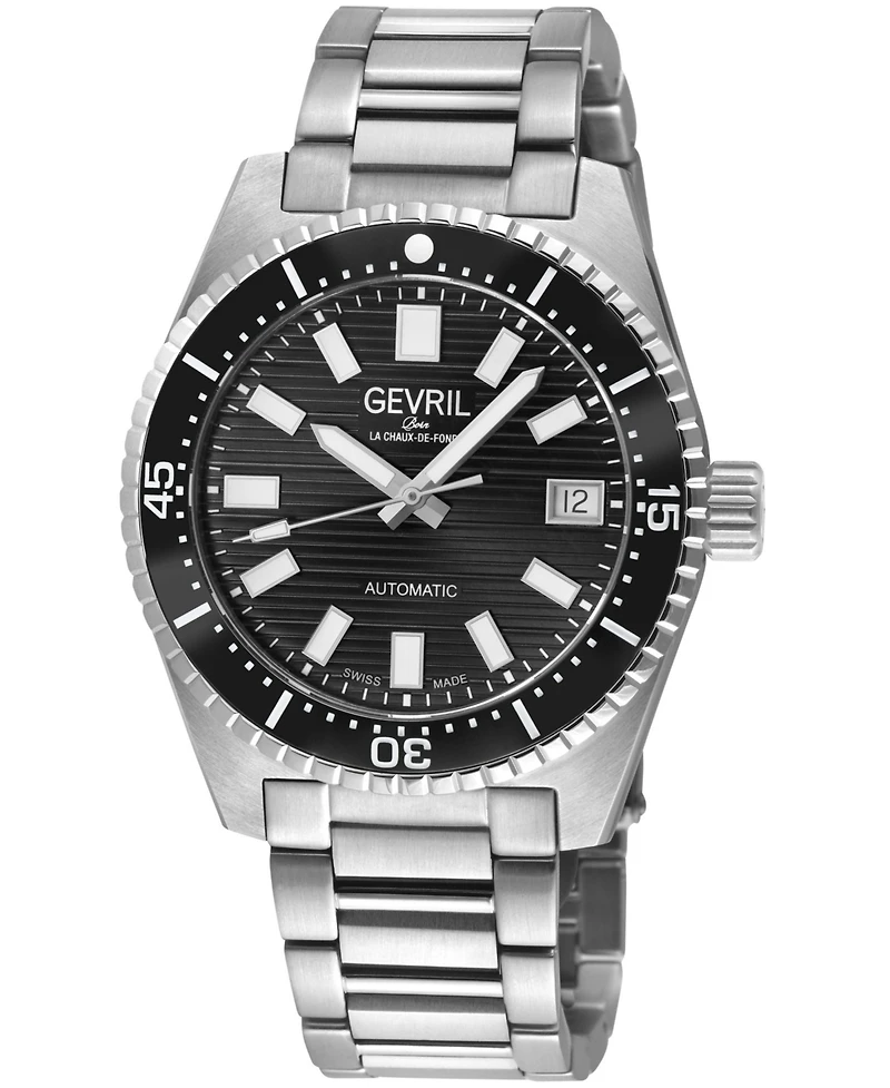 Gevril Men's Swiss Made Atlantic Avenue Swiss Automatic Silver Stainless Steel Bracelet Watch