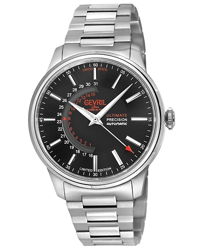 Gevril Men's Swiss Made Guggenheim Swiss Automatic Silver Stainless Steel Bracelet Watch