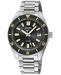 Gevril Men's Swiss Made Mariner Row Swiss Automatic Silver Stainless Steel Bracelet Watch