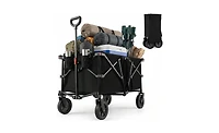 Mountaintop Black 400 lbs Heavy-Duty Collapsible Wagon Cart with All-Terrain Wheels, 180L Capacity Folding Utility Cart for Camping Shopping