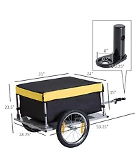 Mountaintop Bicycle Cargo Trailer, Yellow, Two-Wheel Bike Luggage Wagon with Removable Cover
