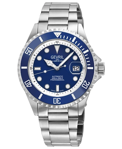 Gevril Men's Swiss Made Wall Street Swiss Automatic Silver Stainless Steel Bracelet Watch