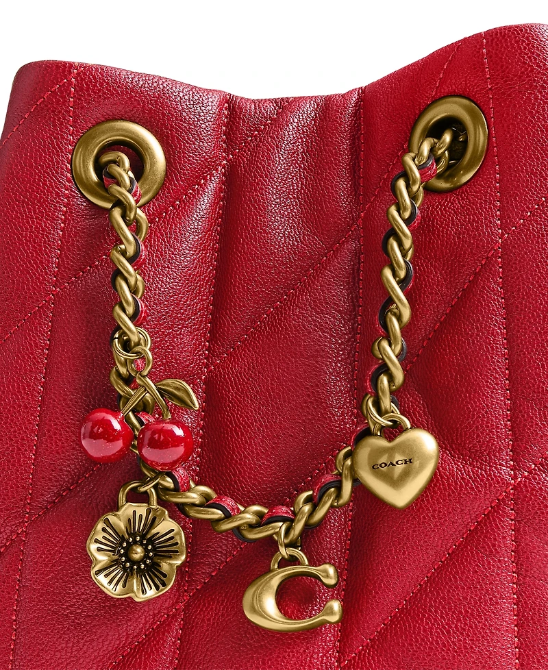 Coach Quilted Leather Jade Drawstring Mini Crossbody Handbag