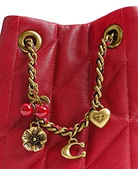 Coach Quilted Leather Jade Drawstring Mini Crossbody Handbag