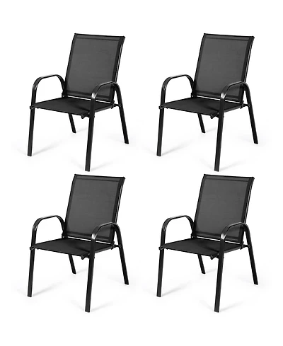 Costway Patio Chairs Dining Chair Garden Deck Yard Armrest