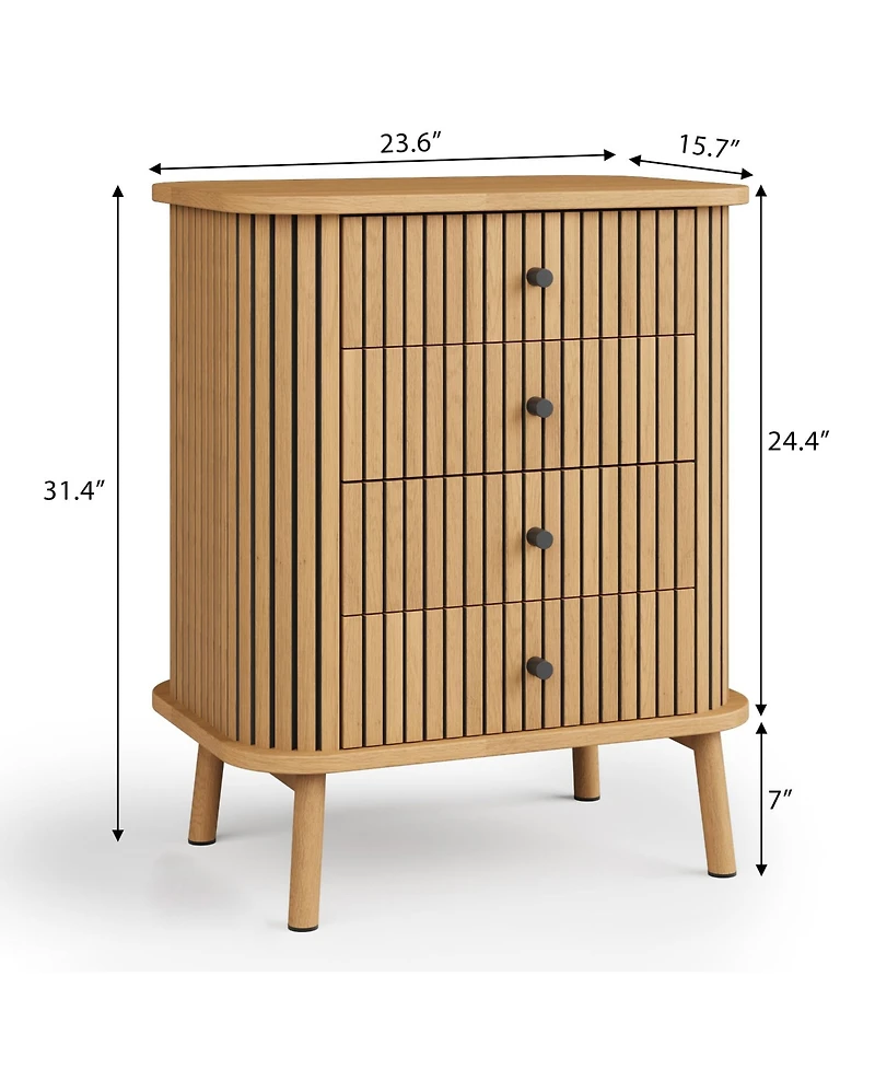 homfan Boho Nightstands, Wooden Construction with Matte Handles and Wood Feet, Water-Resistant Surface for Bedroom, Hallway and Kitchen