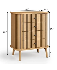 homfan Boho Nightstands, Wooden Construction with Matte Handles and Wood Feet, Water-Resistant Surface for Bedroom, Hallway and Kitchen