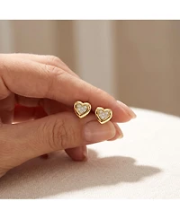 Lovely Heart Stud Earrings with Clear Cubic Zirconia