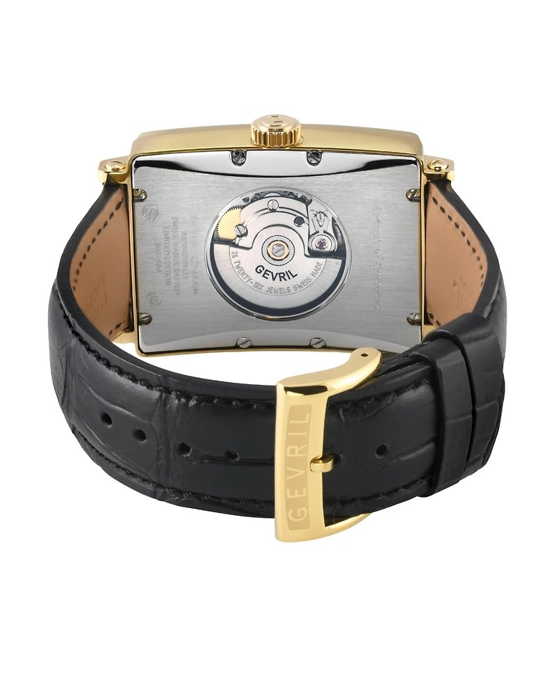 Gevril Men's Swiss Made Avenue of Americas Swiss Automatic Italian Leather Strap Watch