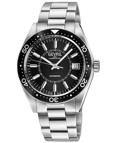 Gevril Men's Swiss Made Belmont Swiss Automatic Silver Stainless Steel Bracelet Watch