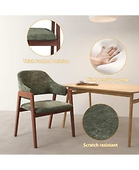 homfan Set of 6 Upholstered Dining Chairs with Arms, Curved Backrest, Sturdy Wood Frame, Modern Fabric Seating for Kitchen & Dining Room
