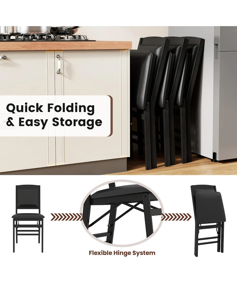 Sugift Folding Dining Chairs Set of 4 with Padded High Backrest for Kitchen