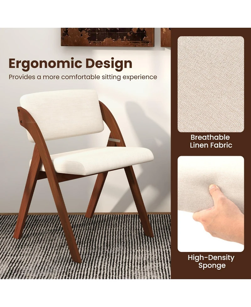 Sugift Folding Kitchen Dining Chairs Set of 4 with Rubber Wood Legs