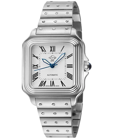 GV2 by Gevril Men's Swiss Made Lusso Lx Swiss Automatic Silver Stainless Steel Bamboo links Bracelet Watch