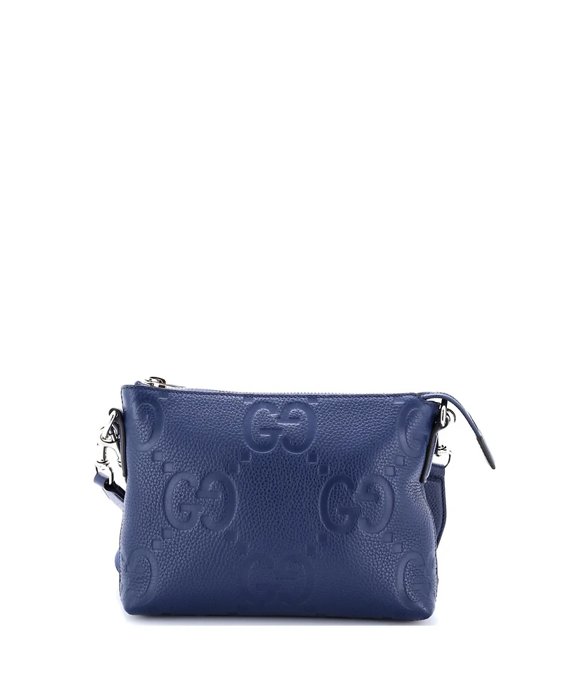 Pre-Owned Gucci Small Zip Messenger Bag Jumbo Gg Embossed Leather