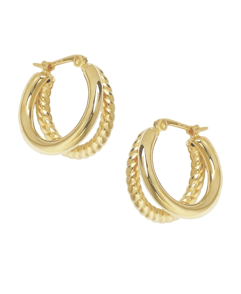 Macy's Sculptured Double Tube Twist Hoop Earrings in 14k Yellow Gold