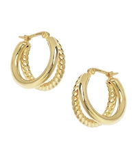 Macy's Sculptured Double Tube Twist Hoop Earrings in 14k Yellow Gold