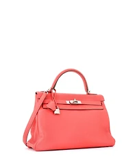 Pre-Owned HERMES Kelly Handbag Clemence with Palladium Hardware