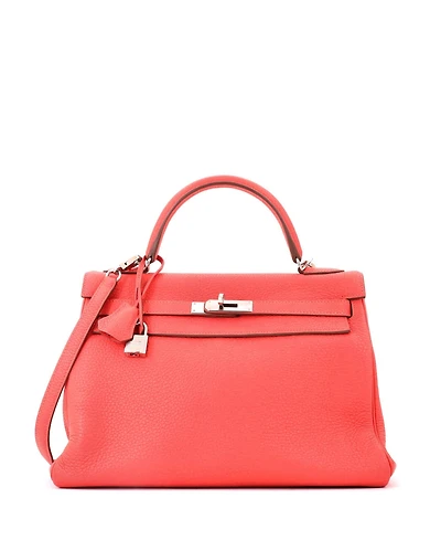 Pre-Owned HERMES Kelly Handbag Clemence with Palladium Hardware