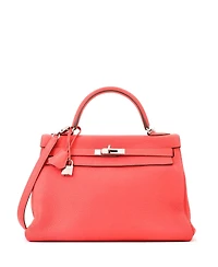 Pre-Owned HERMES Kelly Handbag Clemence with Palladium Hardware