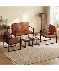 Sugift Set of 2 Mid-Century Accent Sofa Chairs with Padded Cushions and Metal Frame
