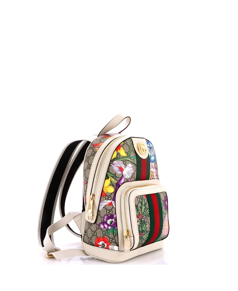 Pre-Owned Gucci Small Ophidia Backpack Flora Gg Coated Canvas and Leather