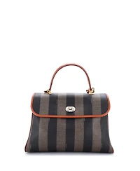 Pre-Owned Fendi Medium Convertible Pequin Top Handle Tote Coated Canvas with Leather