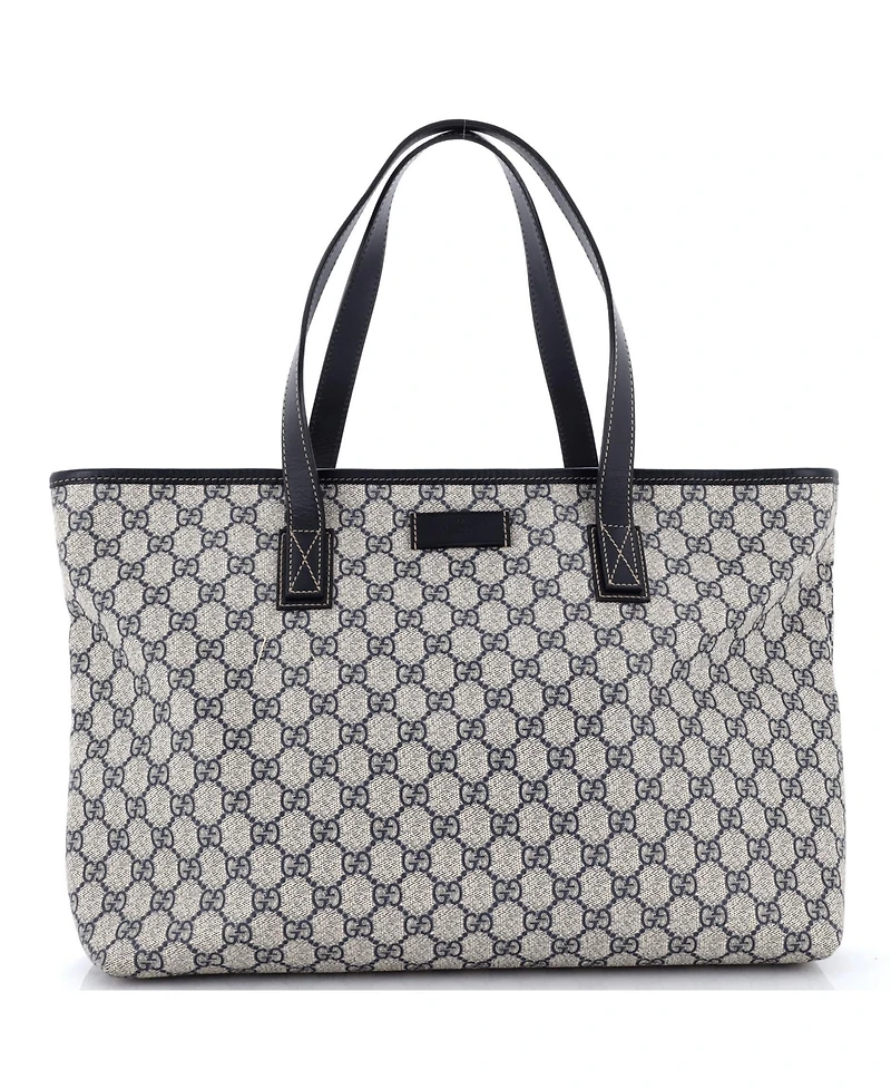 Pre-Owned Gucci Medium Plus Tote Gg Coated Canvas with Leather