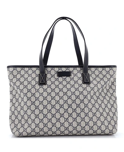 Pre-Owned Gucci Medium Plus Tote Gg Coated Canvas with Leather